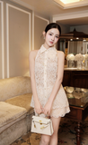 Set áo sơ mi ren sát nách quần short