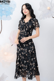 Đầm dài ôm voan hoa