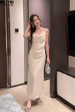 Đầm hai dây cổ đổ dáng midi