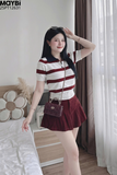 Chân váy kaki xếp ly xòe mini