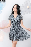 Đầm mini xòe họa tiết