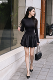 Đầm xòe dài tay cổ tròn dáng mini