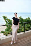 Áo ôm thun tăm trễ vai