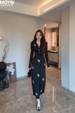 Đầm ôm dài tay gài nút