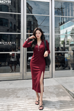 Đầm thun dài tay dáng midi