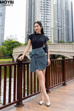 Chân váy mini thắt nơ jean