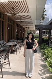 Quần ni dáng suông thun da cá lưng thun