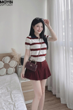 Set áo polo dệt kim chân váy kaki
