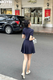 Đầm polo thun tùng xòe xếp ly dáng mini