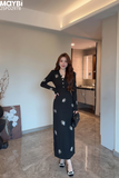 Đầm ôm dài tay gài nút