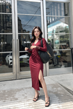 Đầm thun dài tay dáng midi