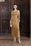 Đầm ôm ren lưới kem dáng midi