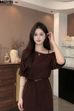 Đầm thun hai dây midi kèm áo