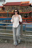 Áo sơ mi oversize cotton trắng tay dài