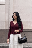 Áo Cardigan Thun Gân Tay Dài Cổ V Cài Cúc