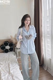 Quần jean ống suông phối nơ trang trí