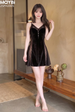 Đầm ngủ hai dây phối ren