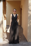 Set áo gile quần culottes xếp ly ống rộng