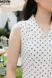 Đầm chấm bi midi không tay