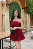 Đầm peplum cotton đính tim trang trí dáng mini