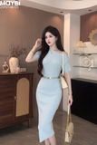 Đầm ôm body lệch vai dáng midi FREESIZE