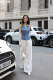 Quần culottes ống suông xếp ly