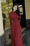 Đầm thun xòe dài tay dáng midi