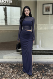 Đầm thun lưới rút dây dài tay