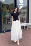 Đầm thun ôm đen tay ngắn tùng xòe dáng maxi