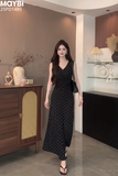 Đầm chấm bi dáng maxi