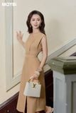 Đầm midi ôm cotton lạnh cổ xéo không tay