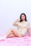 Bộ pyjama ngắn suông lụa tay ngắn viền