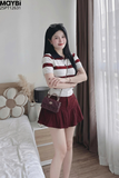 Chân váy kaki xếp ly xòe mini