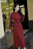 Đầm thun xòe dài tay dáng midi
