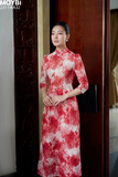 Áo dài ôm voan hoa tay phồng