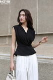 Quần culottes ống suông xếp ly