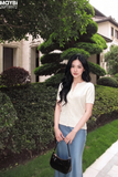 Áo len dệt kim ngắn tay cổ tròn