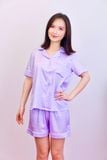 Bộ pyjama ngắn suông lụa tay ngắn viền