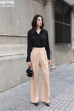 Quần culottes ống suông xếp ly cotton lạnh
