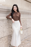 Áo ôm thun rayon nhún kiểu tay dài
