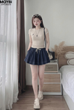 Set áo thun ôm chân váy xòe mini