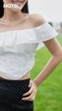Áo Corset Bẹt Vai Nhún Bèo Nữ Maybi - Thiết Kế Ôm Eo Thanh Lịch