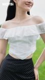 Áo Corset Bẹt Vai Nhún Bèo Nữ Maybi - Thiết Kế Ôm Eo Thanh Lịch