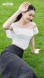 Áo Corset Bẹt Vai Nhún Bèo Nữ Maybi - Thiết Kế Ôm Eo Thanh Lịch