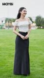 Áo Corset Bẹt Vai Nhún Bèo Nữ Maybi - Thiết Kế Ôm Eo Thanh Lịch