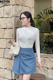 Chân váy mini thắt nơ jean