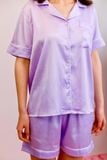 Bộ pyjama ngắn suông lụa tay ngắn viền