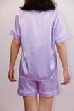 Bộ pyjama ngắn suông lụa tay ngắn viền