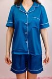 Bộ pyjama ngắn suông lụa tay ngắn viền