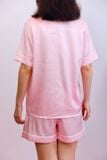 Bộ pyjama ngắn suông lụa tay ngắn viền